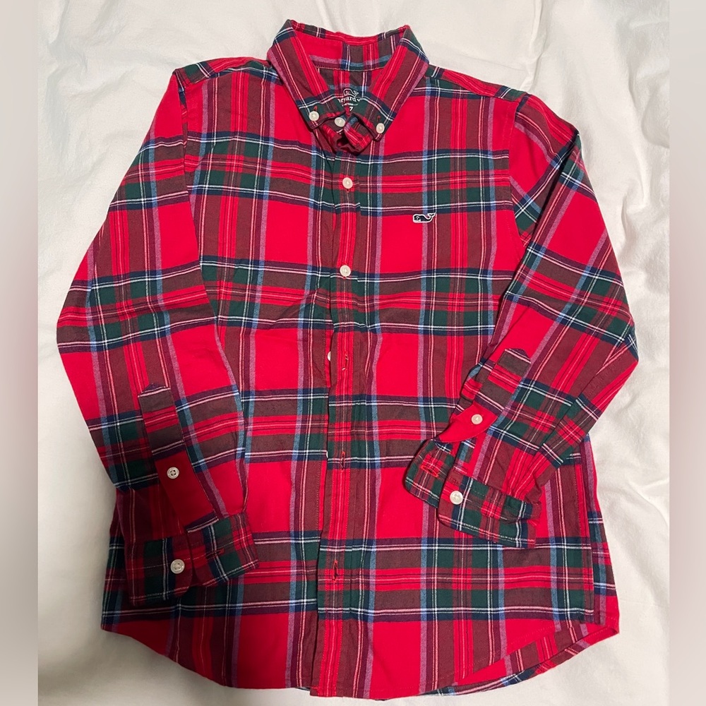 EUC Vineyard Vines Boys Holiday Plaid Buttondown